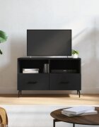 vidaXL ТВ шкаф черен 80x36x50 см инженерно дърво