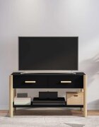 vidaXL ТВ шкаф черен 82x38x45 см инженерно дърво