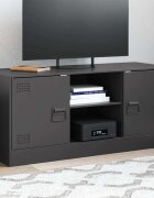 vidaXL ТВ шкаф черен 99x39x44 см стомана