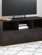 vidaXL ТВ шкаф черен 99x39x44 см стомана