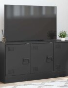 vidaXL ТВ шкаф черен 99x39x44 см стомана