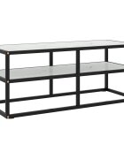 vidaXL ТВ шкаф черен бяло мраморно стъкло 100x40x40 см