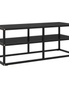 vidaXL ТВ шкаф черен черно стъкло 100x40x40 см