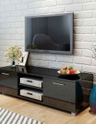 vidaXL ТВ шкаф черен гланц 120x405x35 см