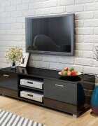 vidaXL ТВ шкаф черен гланц 140x405x35 см