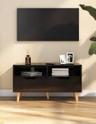 vidaXL ТВ шкаф черен гланц 90x40x485 см инженерно дърво