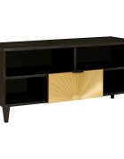 vidaXL ТВ шкаф Черен и златен 100 x 33 x 46 см Инженерна дървесина