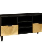 vidaXL ТВ шкаф Черен и златен 100 x 33 x 46 см Инженерна дървесина
