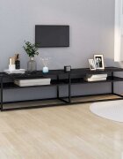 vidaXL ТВ шкаф черен мрамор 180x40x405 см закалено стъкло