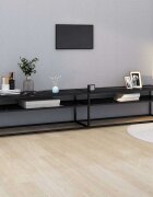 vidaXL ТВ шкаф черен мрамор 220x40x405 см закалено стъкло