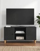 vidaXL ТВ шкаф Черно 102 x 345 x 50 см Инженерна дървесина