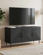 vidaXL ТВ шкаф Черно 99 x 345 x 50 см Инженерна дървесина