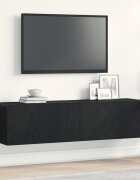 vidaXL ТВ шкаф черно и дъб 120x30x305 см инженерно дърво
