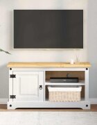vidaXL ТВ шкаф CORONA 100 x 40 x 52 см Бяло Солидно борово дърво