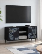 vidaXL ТВ шкаф DOKKUM 102 x 33 x 51 см Черен дъб Инженерна дървесина