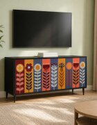 vidaXL ТВ шкаф ESSEN 102 x 33 x 51 см Черен дъб Инженерна дървесина
