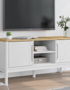 vidaXL ТВ шкаф "FLORO" бял 114x43x55 см борово дърво масив