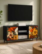 vidaXL ТВ шкаф GENNEP 102 x 33 x 51 см Черен дъб Инженерна дървесина