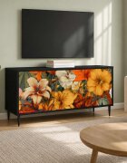 vidaXL ТВ шкаф GENNEP 102 x 33 x 51 см Черен дъб Инженерна дървесина