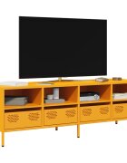 vidaXL ТВ шкаф горчица жълто 135x39x435 см студеновалцувана стомана