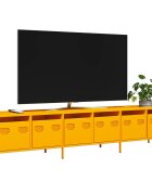 vidaXL ТВ шкаф горчица жълто 202x39x435 см студеновалцувана стомана