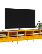 vidaXL ТВ шкаф горчица жълто 202x39x435 см студеновалцувана стомана