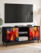 vidaXL ТВ шкаф HEESCH 102 x 33 x 51 см Черен дъб Инженерна дървесина