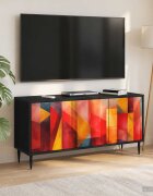 vidaXL ТВ шкаф HEESCH 102 x 33 x 51 см Черен дъб Инженерна дървесина