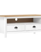 vidaXL ТВ шкаф Hill бял 110x40x47 см борово дърво масив