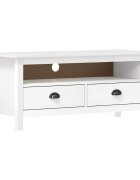 vidaXL ТВ шкаф Hill бял 110x40x47 см борово дърво масив