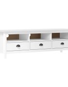 vidaXL ТВ шкаф Hill бял 158x40x47 см борово дърво масив