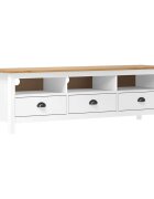 vidaXL ТВ шкаф Hill бял 158x40x47 см борово дърво масив