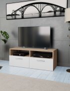 vidaXL ТВ шкаф инженерно дърво 95x35x36 см дъб и бял