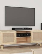 vidaXL ТВ шкаф кафяв 105x30x40 см бор масив и естествен ратан