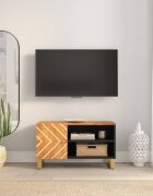 vidaXL ТВ шкаф кафяво и черно 80x315x46 см масивно мангово дърво