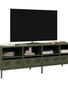 vidaXL ТВ шкаф маслиненозелен 135x39x435 см студеновалцувана стомана