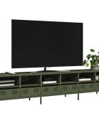 vidaXL ТВ шкаф маслиненозелен 202x39x435 см студеновалцувана стомана