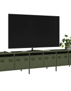 vidaXL ТВ шкаф маслиненозелен 202x39x435 см студеновалцувана стомана