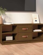vidaXL ТВ шкаф меденокафяв 100x34x40 см бор масив
