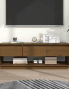 vidaXL ТВ шкаф меденокафяв 1105x34x40 см бор масив