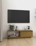 vidaXL ТВ шкаф меденокафяв 110x30x335 см борово дърво масив