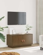 vidaXL ТВ шкаф меденокафяв 80x34x40 см бор масив