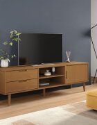 vidaXL ТВ шкаф MOLDE кафяв 158x40x49 см борово дърво масив