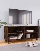vidaXL ТВ шкаф на колелца опушен дъб 90x35x35 см инженерно дърво