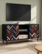 vidaXL ТВ шкаф OMMEN 102 x 33 x 51 см Черен дъб Инженерна дървесина