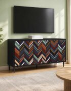 vidaXL ТВ шкаф OMMEN 102 x 33 x 51 см Черен дъб Инженерна дървесина