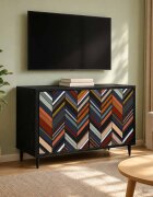 vidaXL ТВ шкаф OMMEN 69 x 33 x 505 см Черен дъб Инженерна дървесина