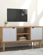 vidaXL ТВ шкаф OTTA кафяво и бяло 1135x43x57 см бор масив