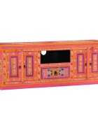 vidaXL ТВ шкаф розов 110x30x40 см масивно мангово дърво