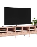 vidaXL ТВ шкаф розов 202x39x435 см студеновалцувана стомана
